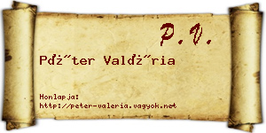 Péter Valéria névjegykártya